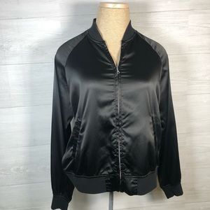 UNIQLO black satin bomber jacket
